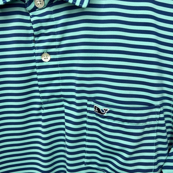 Vineyard Vines Navy/ Seafoam Striped Polo - Picture 3 of 4